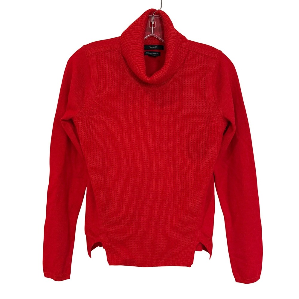 Tahari 100% Merino Wool Turtleneck Sweater Women's Small Red Career Preppy Y2K